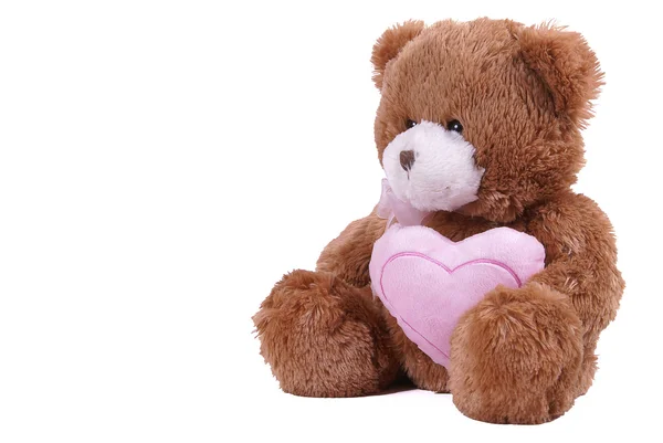 Brinquedo de urso isolado com coração — Fotografia de Stock
