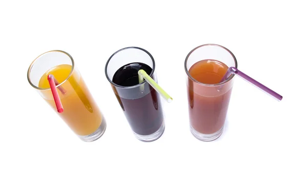 Három pohár gyümölcslé — Stock Fotó