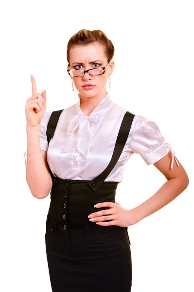 Business woman has lifted hand — Stock Photo, Image