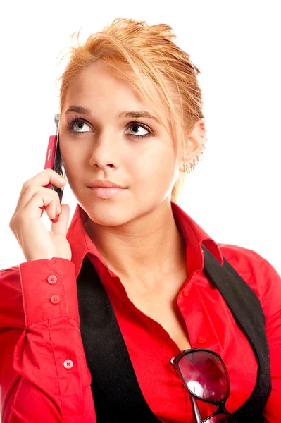 Girl with cellular telephone — Stock Photo, Image