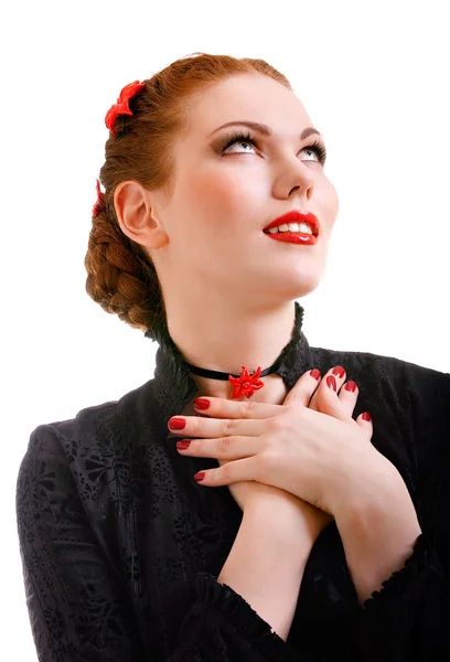 빨간 머리 여자의 초상화 — 스톡 사진