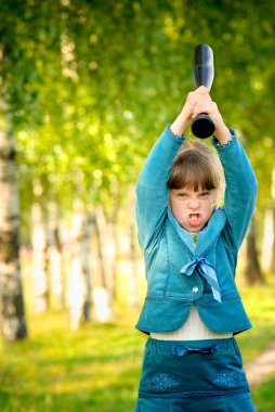 Little girl with bat clipart