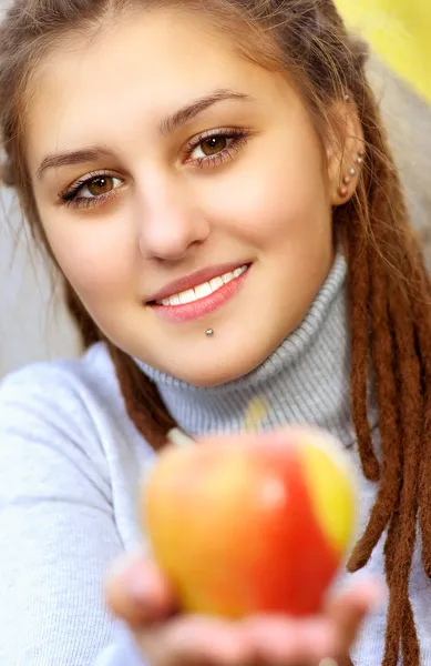 Girl with piercing and dreadlocks — Stock Photo, Image