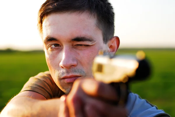 O atirador de uma pistola — Fotografia de Stock