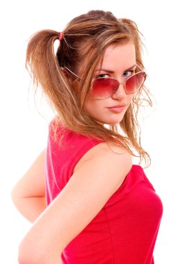 Portrait of girl in glasses clipart