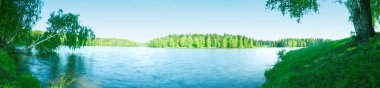 Panorama of lake with wood clipart