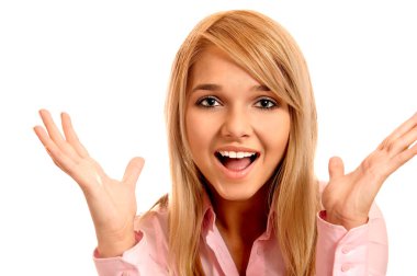 Girl has come to amazement clipart