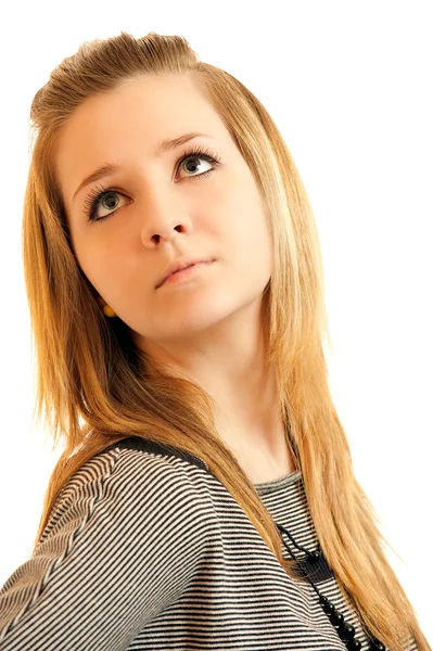 Portret van meisje in striped blouse — Stockfoto