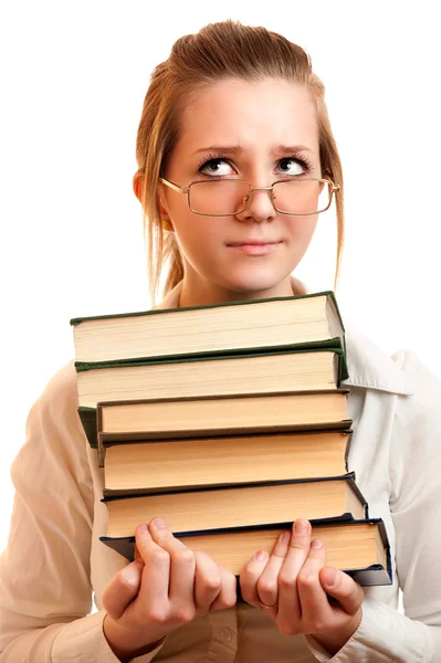 Retrato de colegiala con libros — Foto de Stock