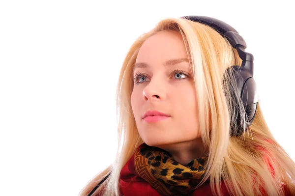 Retrato de chica en los auriculares — Foto de Stock