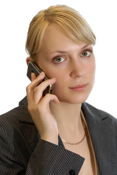 Chica de negocios con un teléfono móvil — Foto de Stock