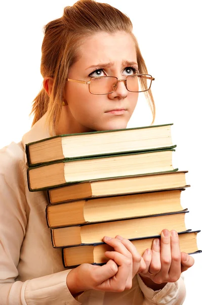 Portrét školačka s knihami — Stock fotografie