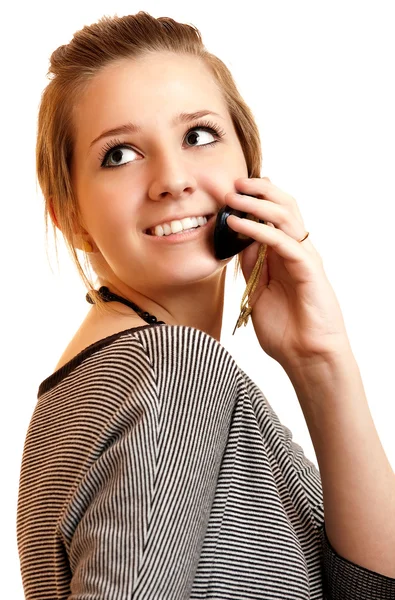 Девушка говорит по сотовому телефону — стоковое фото