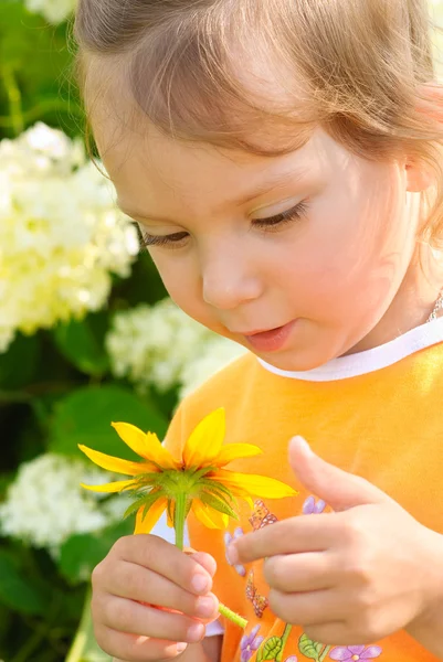 Девушка с цветком — стоковое фото