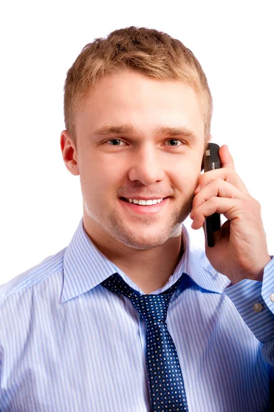Homem fala no telefone celular — Fotografia de Stock