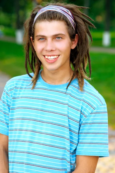 stock image Portrait of young man with dreadlocks