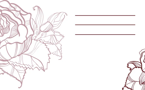 Krásná karta s inkoustem růže — Stockový vektor