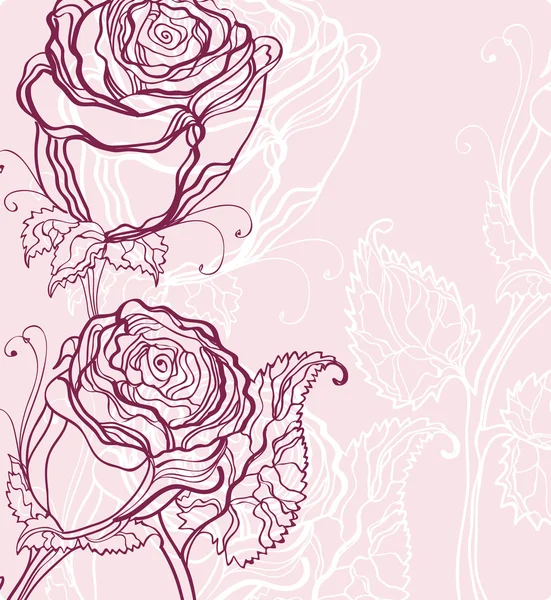 Belles roses d'encre — Image vectorielle