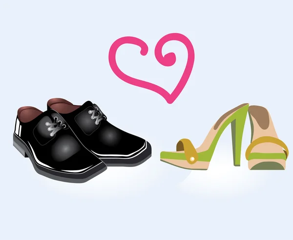 Пара мужской и женской обуви — стоковый вектор