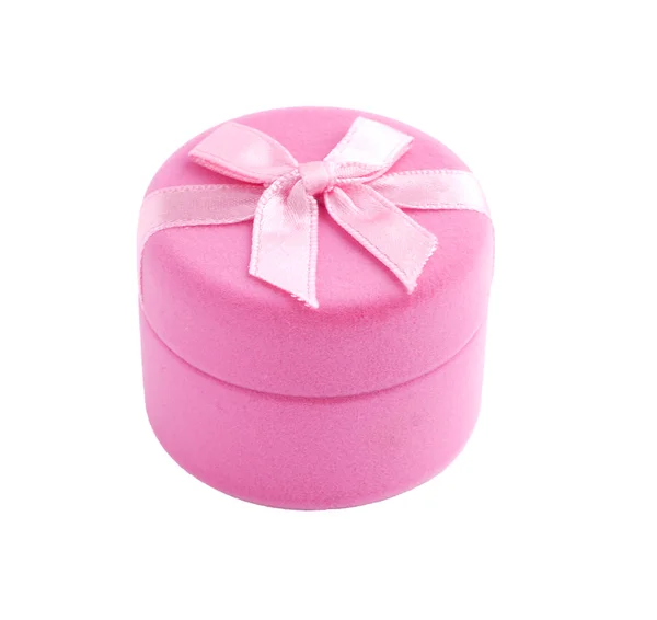 Caixa de presente rosa com um arco — Fotografia de Stock