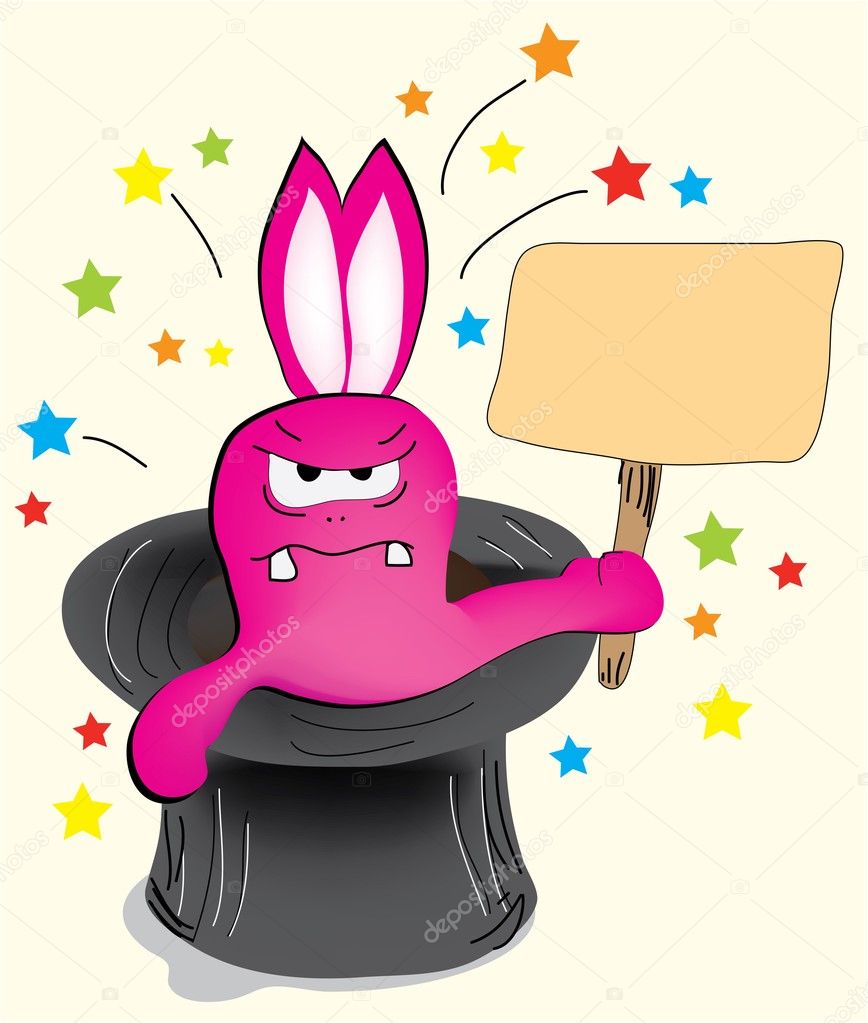 Pink magic bunny rabbit vector illustrat