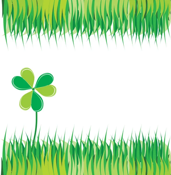 Green background with grass and clover — Stock Vector