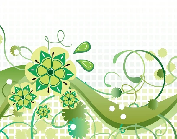 Fond floral vert avec carrés — Image vectorielle