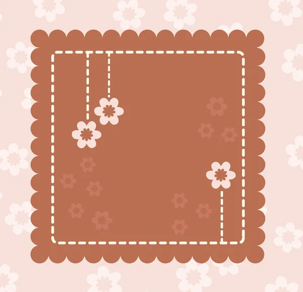 褐色和粉红色复古卡与鲜花 — 图库矢量图片