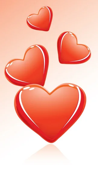 Červený lesklý Valentýnské srdce — Stockový vektor