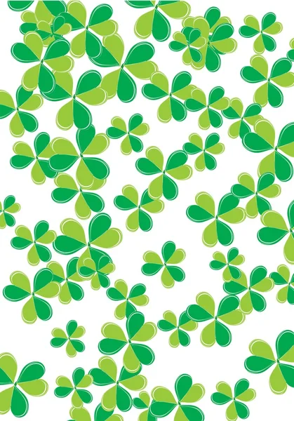 Green floral background with clovers — Stock Vector