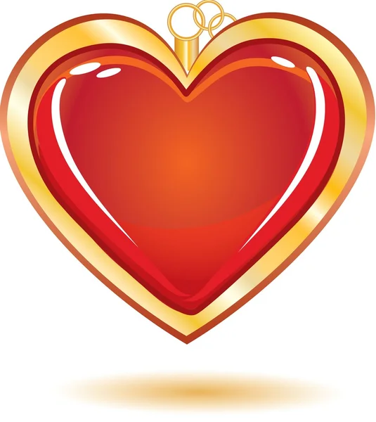 Zlatá cetka suvenýr s láskou srdce — Stockový vektor