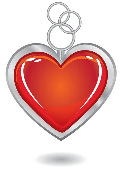 Silver prydnadssak souvenir med kärlek hjärta — Stock vektor
