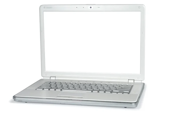 Styl biały metalik laptopa — Zdjęcie stockowe