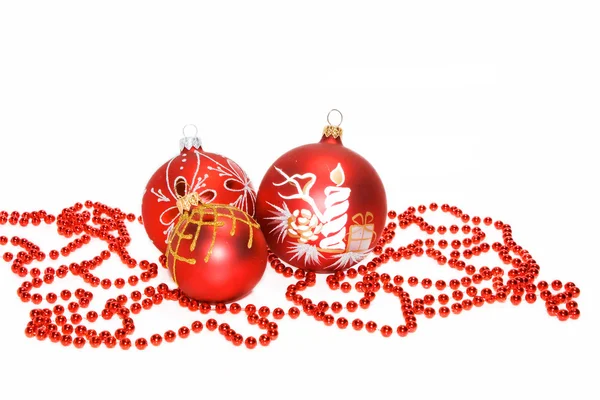 Vánoční červené koule — Stock fotografie
