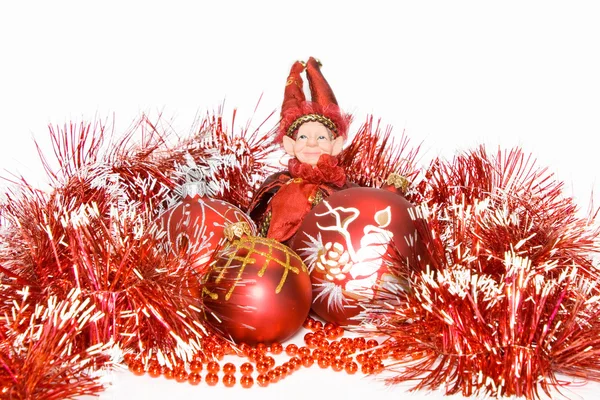 Balles rouges et elfe du Nouvel An — Photo