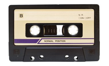 Old audio tape on white background
