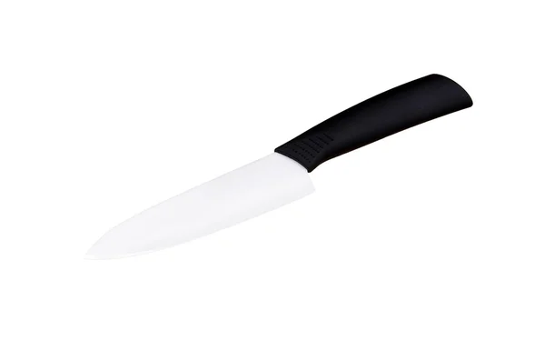 Biały ceramiczny nóż na na białym tle — Zdjęcie stockowe