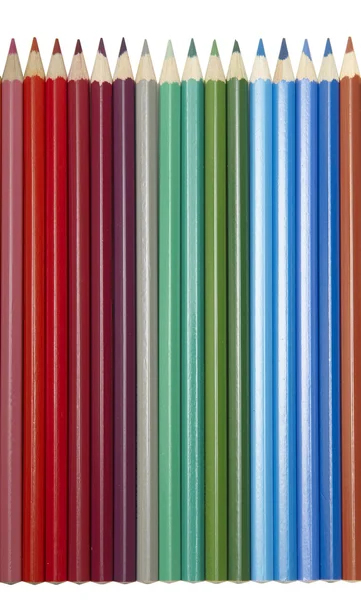Zestaw kolorowych ołówków, biały deseń — Zdjęcie stockowe