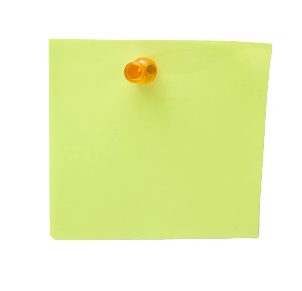 オレンジのピンを持つ緑のメモ. — ストック写真