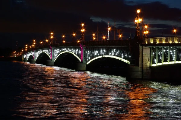 stock image Troitsky bridge in the night
