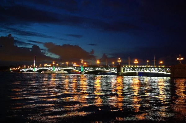 stock image Troitsky bridge in the night