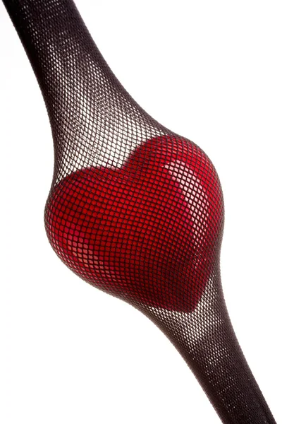 Καρδιά σε μια γυναικεία κάλτσα — Φωτογραφία Αρχείου
