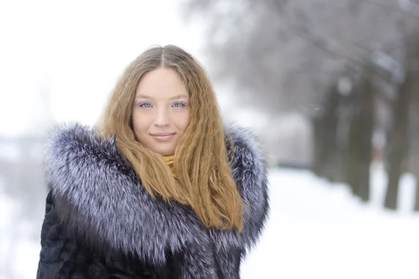 冬の公園の美しい女の子 — ストック写真