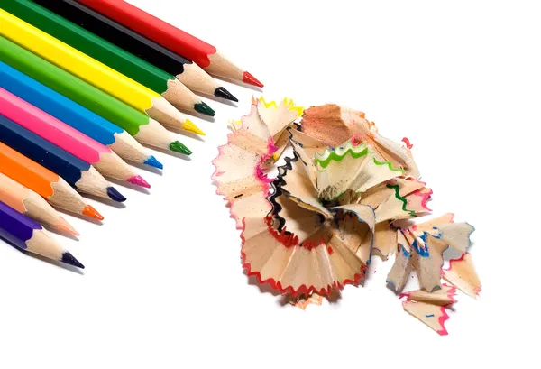 Colored pencils with the chips — Stock Photo, Image