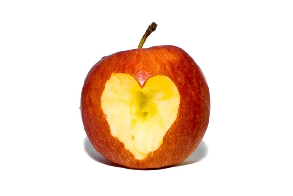 Apfel mit Herz — Stockfoto