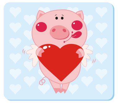 Piggy with Heart Shape clipart