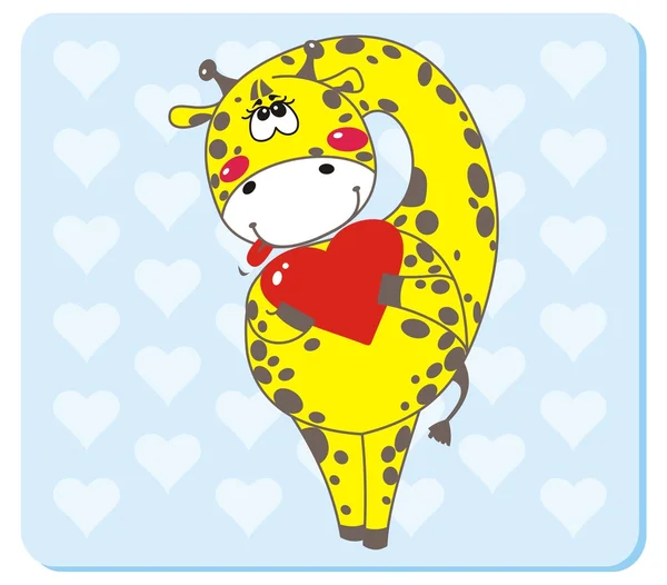 Giraffe with Heart Shape — Stock Vector