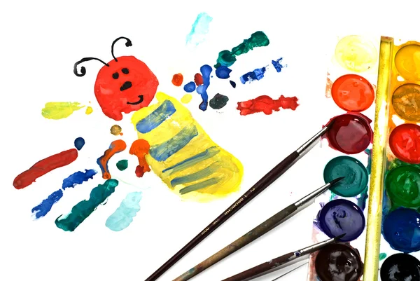 Pintura infantil de mariposa — Foto de Stock