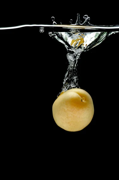 Meruňka v makru vody — Stock fotografie