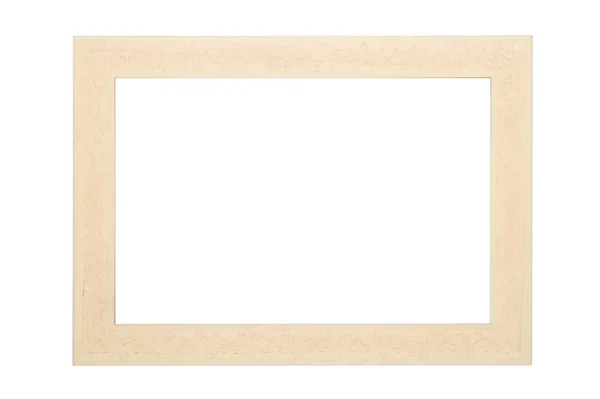 Cadre photo en bois sur fond blanc — Photo